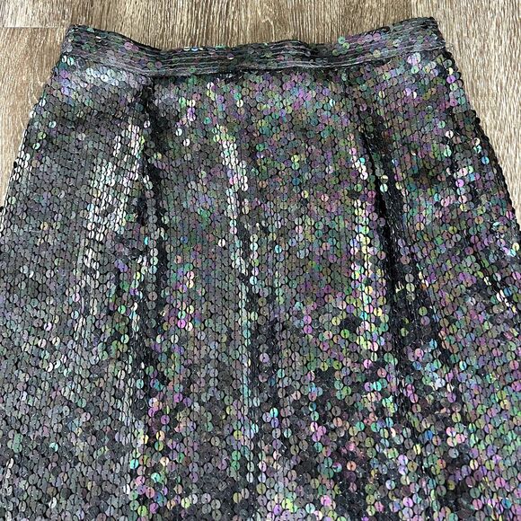 Vintage‎ 80's 90's Iridescent Sequin Skirt | 100% Silk Lined Made in India - Picture 7 of 11